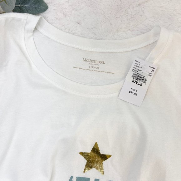 Motherhood Maternity Long Sleeve Scoop Neck Side Ruched T-Shirt White Sm… - Picture 6 of 8